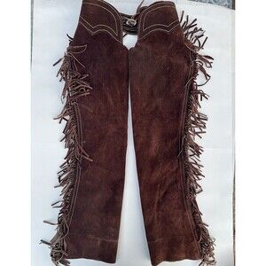 Youth Chaps Double A Leather Co Style 50 Medium Suede Fringe Western Riding